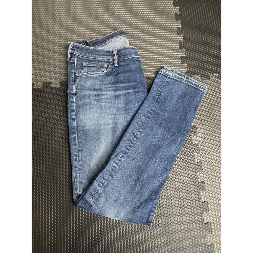 Abercrombie & Fitch Men's 36x32 Rustin Athletic Slim Jeans Medium Wash Stretch View 2